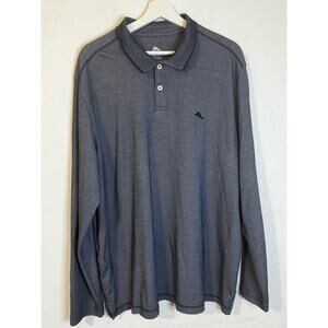 Tommy Bahama Men's Polo  Long Sleeve Dark Blue Size‎ XXL